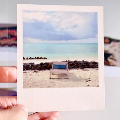 showing vacation photo printed on Premium Polaroid Photo Print