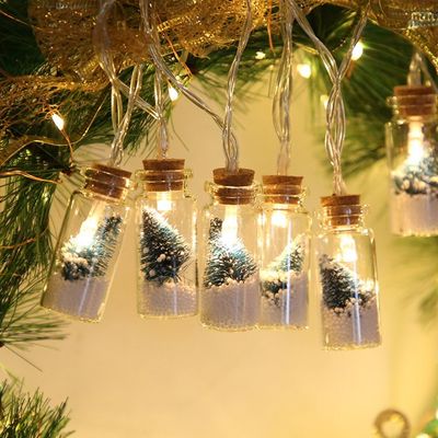 Hanging Christmas fairy lights for decor