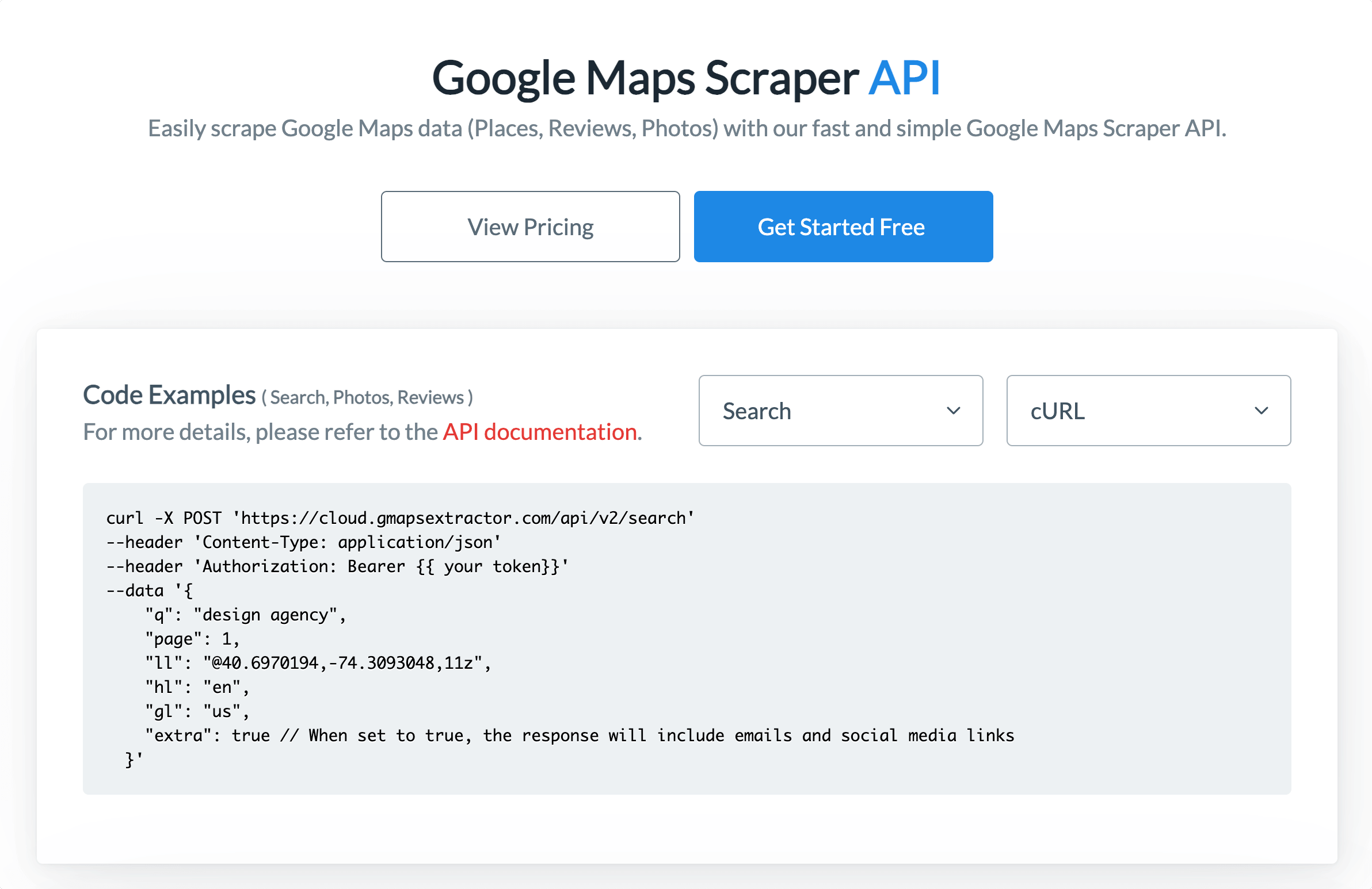 Google Maps data extraction example