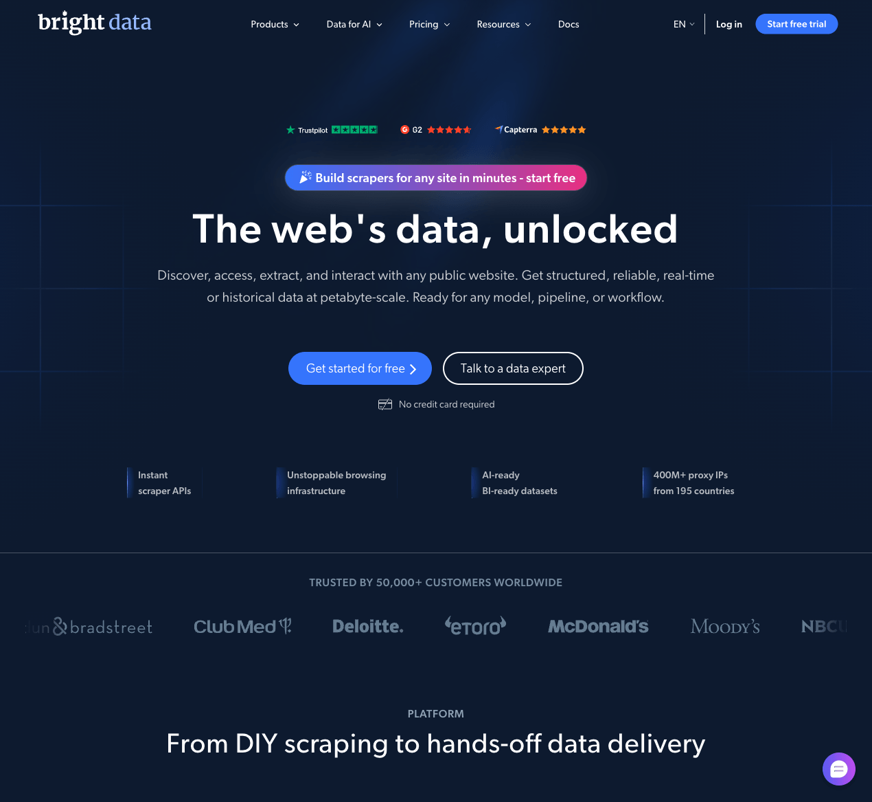 Bright Data homepage