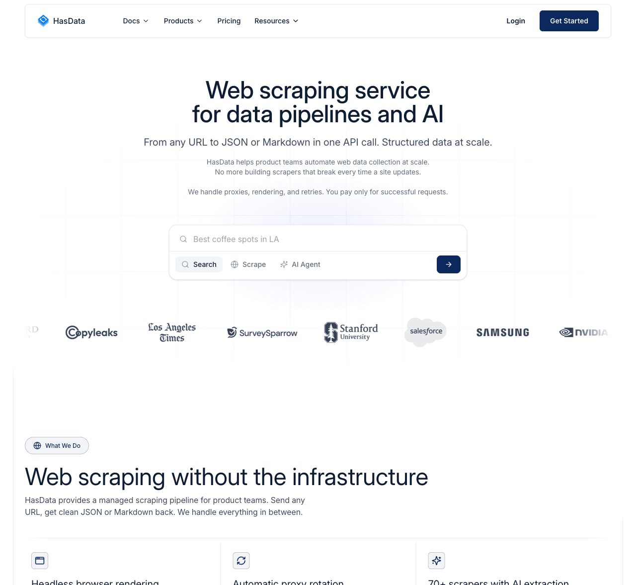 HasData homepage