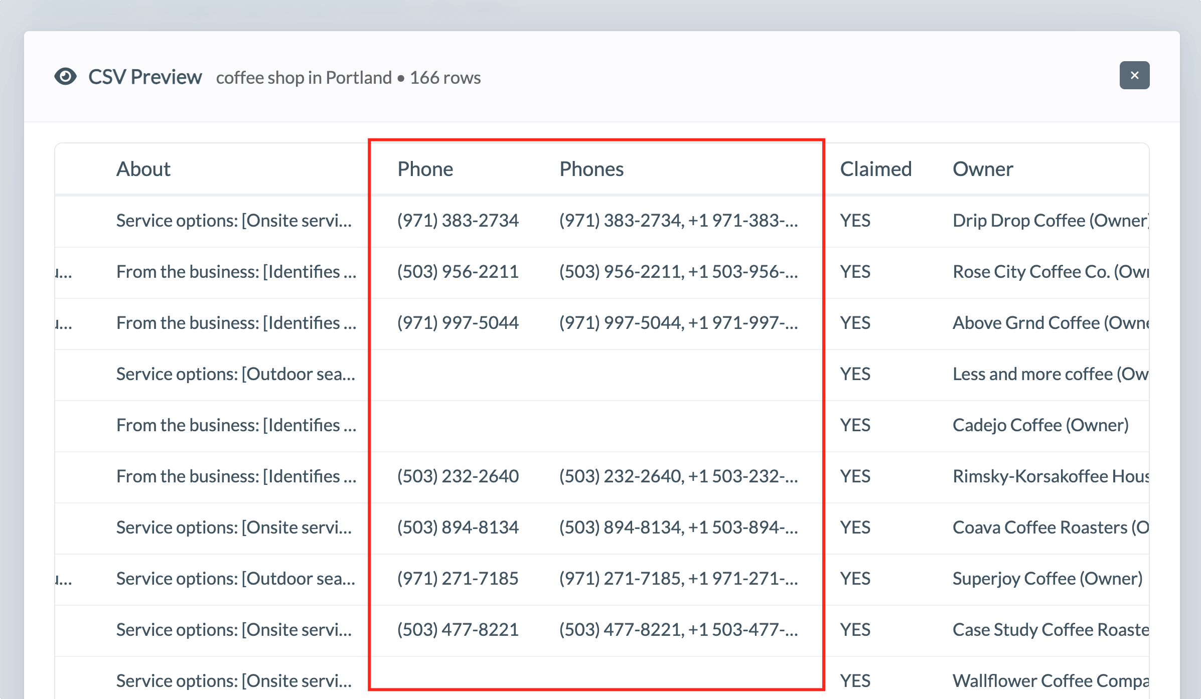 Google Maps data extraction example