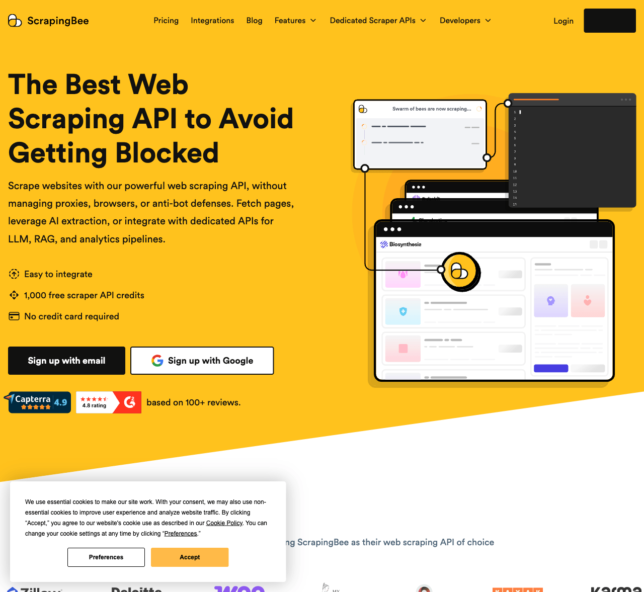ScrapingBee homepage