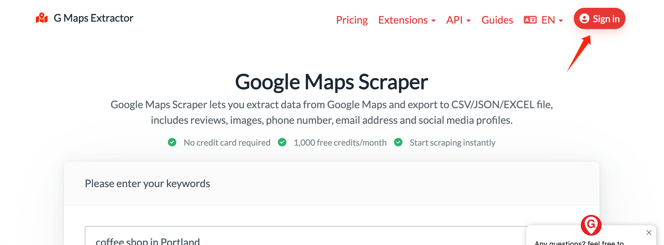 Google Maps data extraction example
