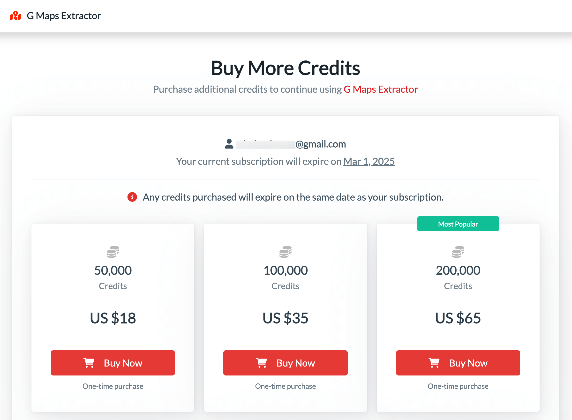Buy More Credits Interface