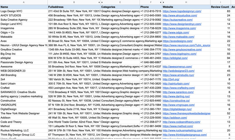 Google Maps Scraper - Excel file