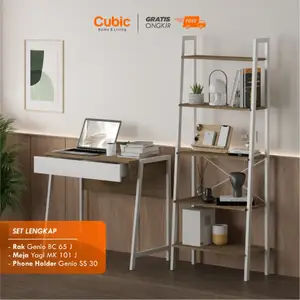 Cubic Paket Hemat Meja Rak Kerja Kantor / Meja Tulis Belajar Home Desk Minimalis / YAGI MK 101 + GENIO BC 65