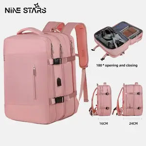 Nine stars traveling backpack wanita bisa diperluas tahan air tas travel multi fungsi ransel bisnis