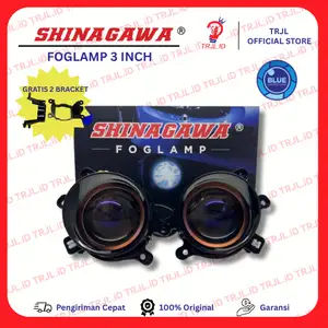 Foglamp Biled 3 INCH 3 Warna SHINAGAWA Blue Lens + Devil Eyes Demon Eyes TERANG + TAHAN LAMA BRACKET HONDA + TOYOTA + UNIVERSAL