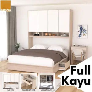 KIRANA Clay - Ranjang Set Divan Kayu Lemari Pakaian Putih Rak Pajangan Meja Belajar Modern Minimalis