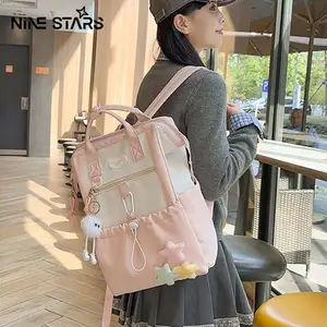Nine stars Ransel gaya Jepang tas sekolah pelajar berkapasitas besar ransel tahan air untuk wanita