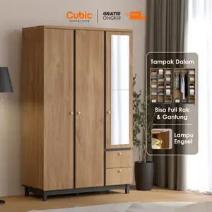 Cubic Lemari Pakaian Cemin Minimalis 3 Pintu - LUNA GRANDE LP 3P