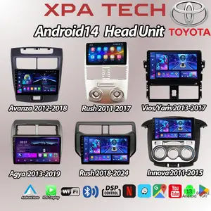 TOYOTA Head Unit 8+128GB Untuk Avanza/Rush/Innova/Agya/Calya/Vios/Yaris Android 15 Mobil IPS Screen Termasuk Frame / Soket PNP / AHD Kamera mundur / Kipas Support Carplay/WIFI/GPS/Mirrorlink