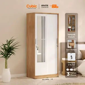 Cubic Lemari Pakaian Sliding Cermin Minimalis - LUNA SL 80