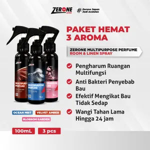 Zerone Multipurpose Perfume Room & Linen Spray 100 ml - Pewangi Ruangan Mewah Antibakteri Pengharum Ruangan & Kain Tahan Lama Stiker Mobil Motor
