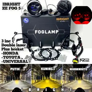 SEPASANG BILED IBRIGHT ZE FOG 5 FOGLAMP 3 INCH 3 WARNA PNP HONDA & TOYOTA  + BREKET UNIVERSAL PNP SEMUA MOBIL JAZZ FORTUNER BRIO EXPANDER FORTUNER PAJERO SPORT XENIA AVANZA KARIMUN CIVIC +DEVIL MERAH & BIRU