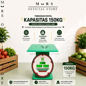 RENKMHE Timbangan Duduk Digital 150 Kg Plat Besi Datar Rata Electronic Dial Spring Scale Double Display HD Timbangan Meja Buah Sayur Tatakan Datar Layar LED Depan Belakang  Kapasitas 150kg / 1kg