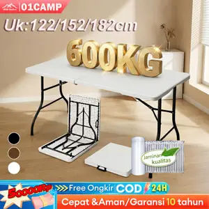 Meja Lipat Portable Plastik Tebal 1.2/1.5/1.8m Meja Jualan Outdoor Indoor Serbaguna Meja Makan Camping Anti Goyang Kuat Awet