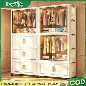 TropiTidy Lemari Plastik Pakaian 60/70/80cm Lemari Plastik Lipat Penyimpanan Serbaguna