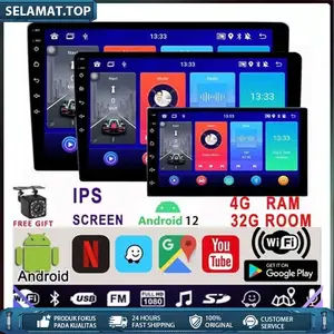with cooling system 6G+64G Android 13 Double Din Head Unit 7/9/10 Inch IPS Screen Car Navigasi Untuk TOYOTA Daihatsu Mitsubishi HONDA SUZUKI Hyundai NISSAN Stereo Radio Car Multimedia MP5 Support WIFI/GPS//Tombol Stir Control/Carplay