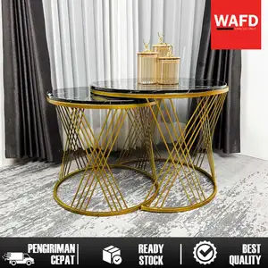 Wafd Meja Tamu Minimalis Model Silang Alula Warna Hitam