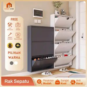 Rak Sepatu Susun Besi Tertutup 2 - 4 Layer Kuat Tebal Lemari Sepatu Minimalis Besi Kokoh Anti Karat