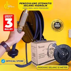 Hose Reel Retractable Automatic High Pressure 12M+2M Hosril Penggulung Selang High Pressure Otomatis/Penggulung Selang Tegangan Tinggi VMP Auto Reel/Hosereel Selang Kawat Selang Hidrolik/Hydaulic 1/2inch