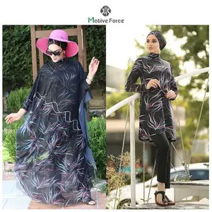 Motif Force Benang Setelan Renang Hilbab Renang Sederhana Muslim Renang Untuk Wanita Pantai Pakaian Berenang Renang Renang Plus Ukuran