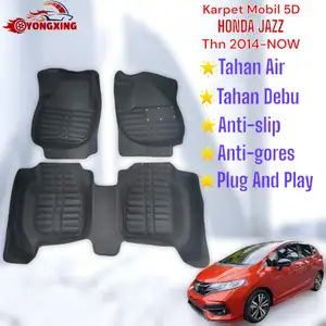 Karpet Mobil 5D Honda JAZZ Carbon tahun 2014-2025 GK5 ANTI SLIP / Karpet Mobil Waterproof Honda Jazz