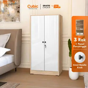 Cubic Lemari Pakaian Minimalis / Lemari Baju 2 Pintu / LUNA BL 120 HH