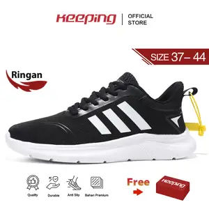 Keeping Sepatu Sneakers Pria Wanita Sepatu Sport Sekolah Hitam Sepatu Ringan Olahraga Lari Sepatu Joging Outdoor Running KSL302