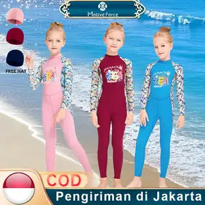 Kids Swimwear Girl Long Sleeve Sun Protection One-Piece Quick Drying 4-14Y