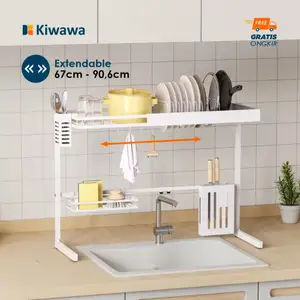 Kiwawa Rak Piring Extendable Atas Wastafel / Peniris Alat Makan / Dish Drain - NAMI DR 20
