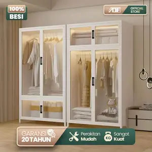 Lemari Besi Wardrobe Pakaian Full Gantungan Tempat Penyimpanan Pakaian Full Besi Kokoh dan Tebal