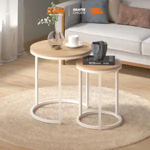 Cubic Meja Tamu Bulat Minimalis / Coffee Table Set /  Nested Table 2 Tingkat - LIVINA CFT 121 J
