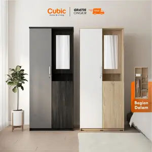 Cubic Lemari Pakaian Cermin Minimalis 2 Pintu / Lemari Baju - LUNA LPM 201