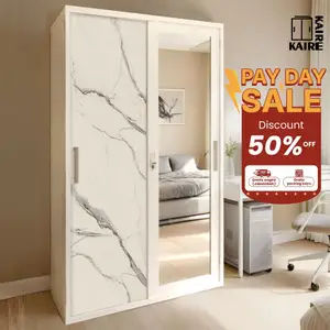 KAIRE Lemari Pakaian Besi 2 Pintu Sliding Jumbo  | 120 cm  1 gantungan
