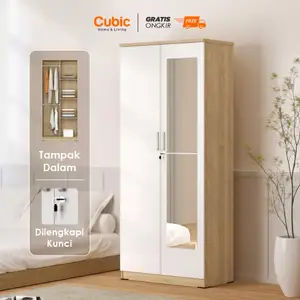 Cubic Lemari Pakaian Minimalis / Lemari Baju 2 Pintu - LUNA LP 2P
