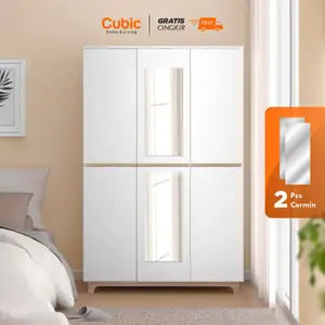 Cubic Lemari Pakaian Cermin Minimalis 3 Pintu - LUNA MILANO LP 3P