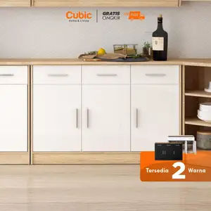 Cubic Kitchen Set 3 Pintu Minimalis / Rak Bawah Dapur / ELENA AVE KSB 3P - Putih / Hitam