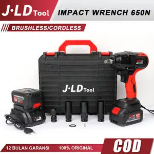 JLD 650N.m Impact Wrench Cordless Torsi Besar Brushless Impact Murah Promo Impek Pembuka Baut Motor Mobil CVT Honda Yamaha Impact Jld Jumbo Impact Jld 88Vf Original 2 Baterai