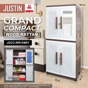 CLUB Plastik JUSTIN Grand CLUB Compact - Lemari Pakaian Plastik - Lemari Plastik Cermin dengan Kunci