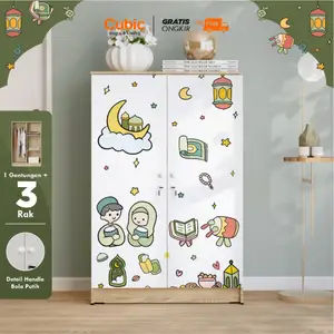 Cubic Lemari Kecil Bergambar / Almari Pakaian 2 Pintu / LUNA BL 121