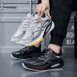 PANARYBODY Sepatu Pria Sekolah Pelajar QNR30 Sneakers Cowok Bertali Motif Ootd Style Hitam Abu