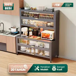 Lemari Piring Rak Dapur Susun Tertutup Lemari Besi Penyimpanan Peralatan Dapur Minimalis