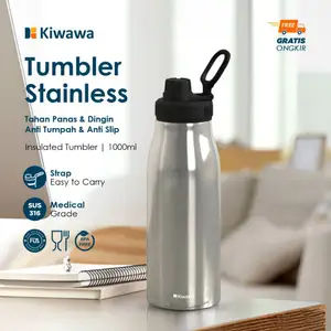 Kiwawa Botol Minum Stainless Steel / Tumbler Portable Thermos Tahan Panas Dingin - SANJI TMB 330 SS