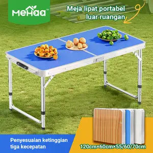 Mehaa Meja Lipat Jualan Outdoor Portable Adjustable 120x60cm Meja Camping Piknik Koper Alumunium Serbaguna Anti Karat