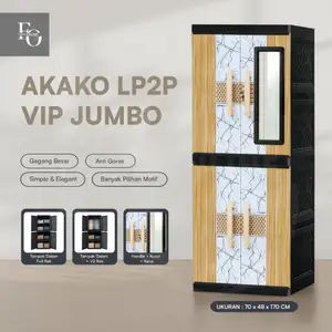 AKAKO - Lemari Pakaian Gantung + Kaca Minimalis VIP 2 Pintu Pakai Kaca