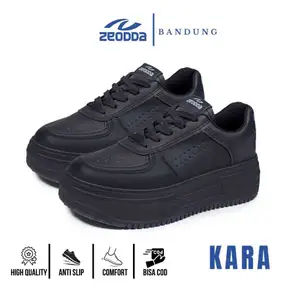Zeodda Kara Sepatu Sneakers Wanita Pria Korea Casual Polos Putih Hitam Sekolah Kerja 1089