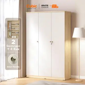 Cubic Lemari Pakaian Minimalis / Lemari Baju 3 Pintu / LUNA LP 3P HR
